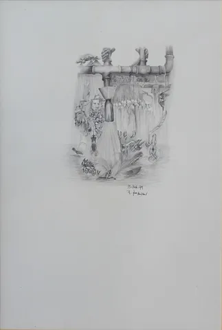 "İsimsiz" eseri MUSTAFA KARAHAN tarafından 17x12 cm ölçülerinde Kağıt üzeri kara kalem tekniği ile yapılmıştır.