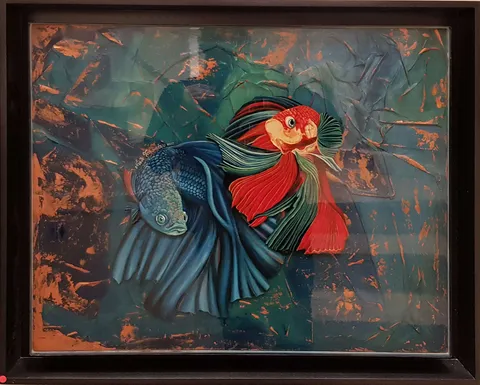 NEBİLE TORUNOĞLU — “İsimsiz”, 2020 "İsimsiz" eseri NEBİLE TORUNOĞLU tarafından 2020 yılında 50x60 cm ölçülerinde Tuval üzeri yağlı boya ve epoksi tekniği ile yapılmıştır.