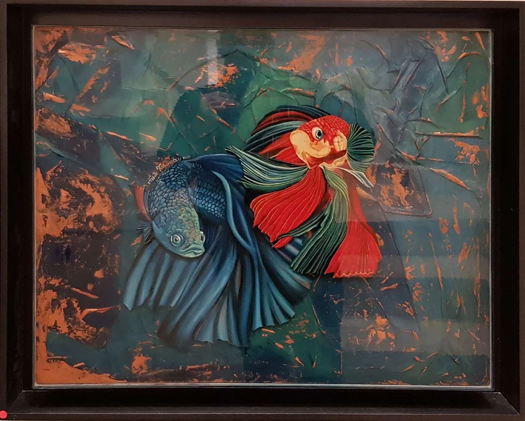 "İsimsiz" eseri NEBİLE TORUNOĞLU tarafından 2020 yılında 50x60 cm ölçülerinde Tuval üzeri yağlı boya ve epoksi tekniği ile yapılmıştır.