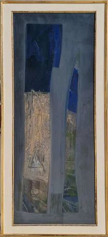 NECMETTİN ÖZLÜ — “İsimsiz”, 1990 "İsimsiz" eseri NECMETTİN ÖZLÜ tarafından 1990 yılında 116,5x47 cm ölçülerinde Tuval üzeri yağlı boya tekniği ile yapılmıştır.