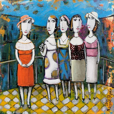 NERMİN ALPAR — “İsimsiz”, 2019 "İsimsiz" eseri NERMİN ALPAR tarafından 2019 yılında 25x25 cm ölçülerinde Tuval üzeri akrilik boya tekniği ile yapılmıştır.