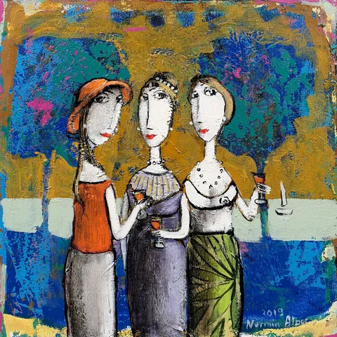 NERMİN ALPAR — “İsimsiz”, 2019 "İsimsiz" eseri NERMİN ALPAR tarafından 2019 yılında 25x25 cm ölçülerinde Tuval üzeri akrilik boya tekniği ile yapılmıştır.
