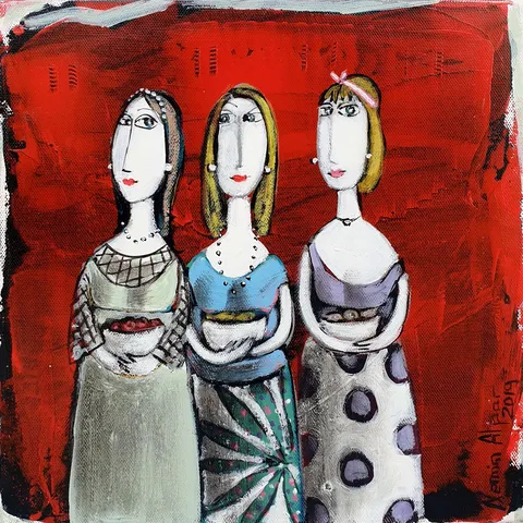 NERMİN ALPAR — “İsimsiz”, 2019 "İsimsiz" eseri NERMİN ALPAR tarafından 2019 yılında 25x25 cm ölçülerinde Tuval üzeri akrilik boya tekniği ile yapılmıştır.