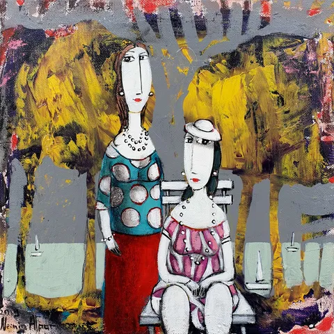 NERMİN ALPAR — “İsimsiz”, 2019 "İsimsiz" eseri NERMİN ALPAR tarafından 2019 yılında 25x25 cm ölçülerinde Tuval üzeri akrilik boya tekniği ile yapılmıştır.