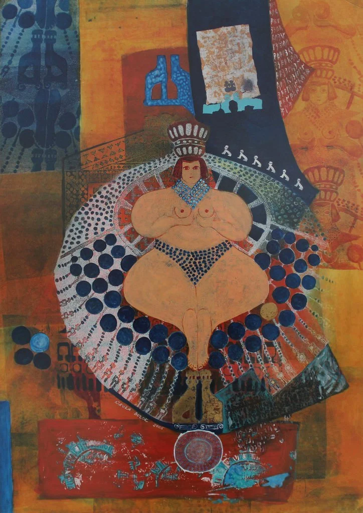 "Kibeleye Mektuplar II" eseri NEVRA BOZOK tarafından 70x50 cm ölçülerinde Karışık teknik tekniği ile yapılmıştır.