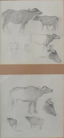 "2'li Mandalar" eseri NEVZAT AKORAL tarafından 1995 yılında 60x30 cm ölçülerinde Kağıt üzeri kara kalem tekniği ile yapılmıştır.