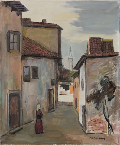 "İsimsiz" eseri NURETTİN ERGÜVEN tarafından 62x51 cm ölçülerinde Tuval üzeri yağlı boya tekniği ile yapılmıştır.