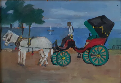 NURETTİN ERGÜVEN — “İsimsiz” "İsimsiz" eseri NURETTİN ERGÜVEN tarafından 19x27 cm ölçülerinde Duralit üzeri yağlı boya tekniği ile yapılmıştır.