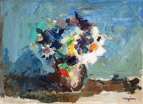 NURETTİN ERGÜVEN — “İsimsiz” "İsimsiz" eseri NURETTİN ERGÜVEN tarafından 33,5x45 cm ölçülerinde Tuval üzeri yağlı boya tekniği ile yapılmıştır.