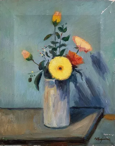 "İsimsiz" eseri NURETTİN ERGÜVEN tarafından 41x33 cm ölçülerinde Tuval üzeri yağlı boya tekniği ile yapılmıştır.