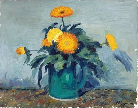"İsimsiz" eseri NURETTİN ERGÜVEN tarafından 29x36 cm ölçülerinde Tuval üzeri yağlı boya tekniği ile yapılmıştır.