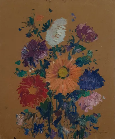 "İsimsiz" eseri NURETTİN ERGÜVEN tarafından 41x33 cm ölçülerinde Duralit üzeri yağlı boya tekniği ile yapılmıştır.