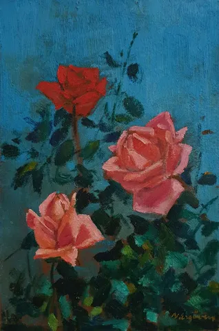 "İsimsiz" eseri NURETTİN ERGÜVEN tarafından 33x22 cm ölçülerinde Duralit üzeri yağlı boya tekniği ile yapılmıştır.