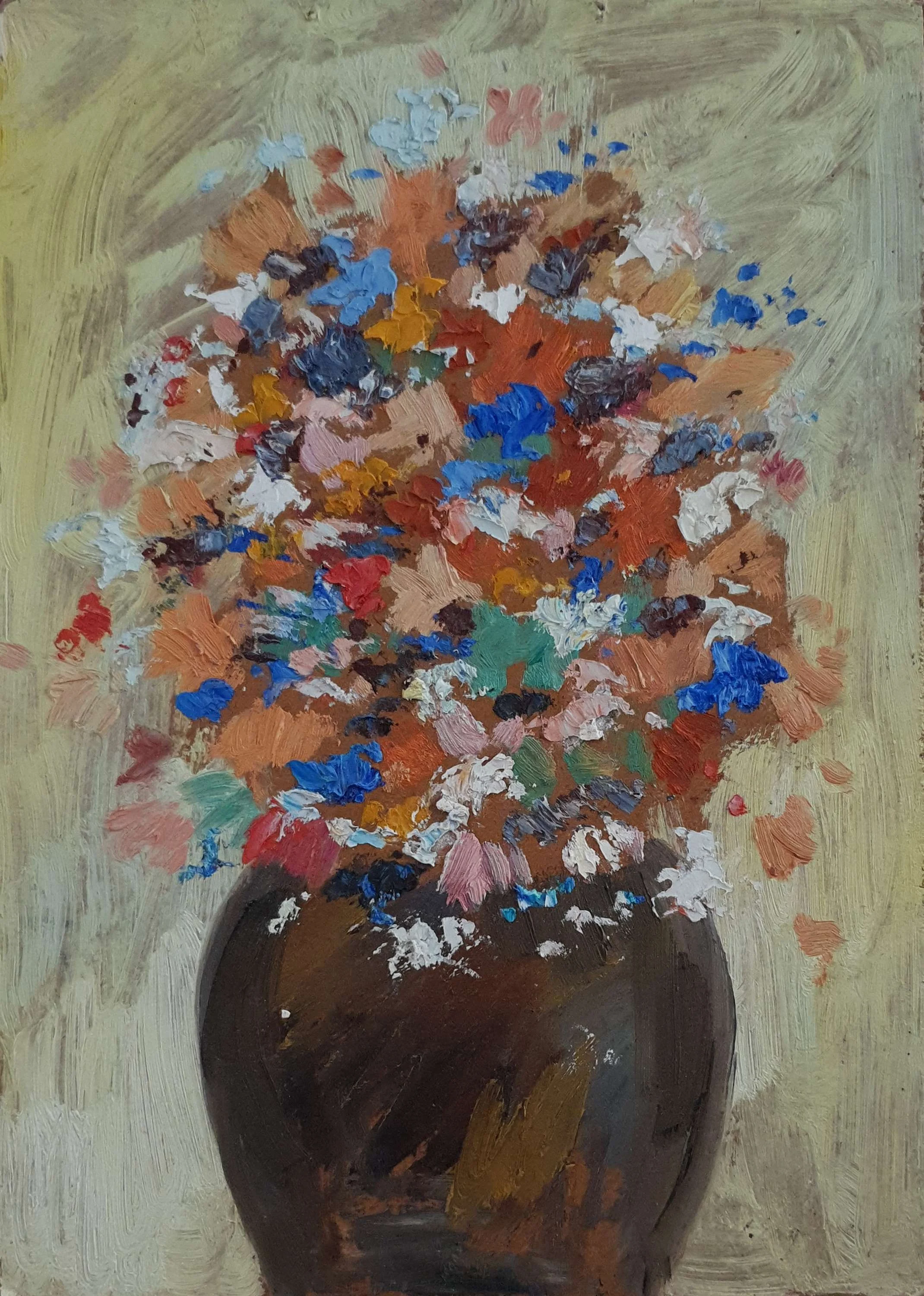 "İsimsiz" eseri NURETTİN ERGÜVEN tarafından 26,5x19 cm ölçülerinde Duralit üzeri yağlı boya tekniği ile yapılmıştır.
