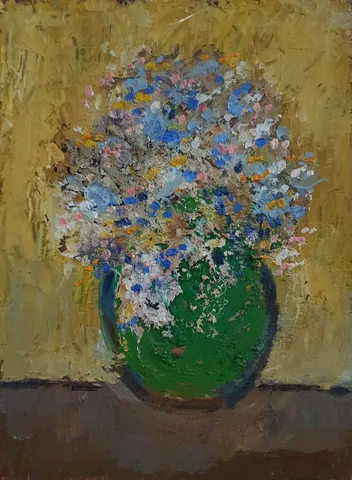"İsimsiz" eseri NURETTİN ERGÜVEN tarafından 27x19 cm ölçülerinde Duralit üzeri yağlı boya tekniği ile yapılmıştır.