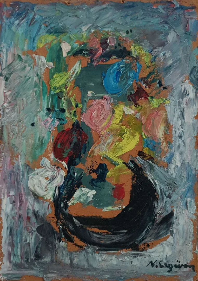 yakınlaştır "İsimsiz" eseri NURETTİN ERGÜVEN tarafından 27x19 cm ölçülerinde Duralit üzeri yağlı boya tekniği ile yapılmıştır.