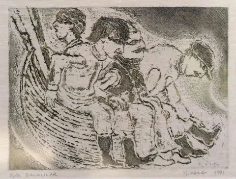 NURİ ABAÇ — “İsimsiz”, 1991 "İsimsiz" eseri NURİ ABAÇ tarafından 1991 yılında 19x27 cm ölçülerinde Baskı tekniği ile yapılmıştır.