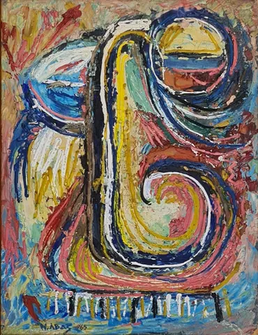 "İsimsiz" eseri NURİ ABAÇ tarafından 1965 yılında 40x30 cm ölçülerinde Duralit üzeri yağlı boya tekniği ile yapılmıştır.