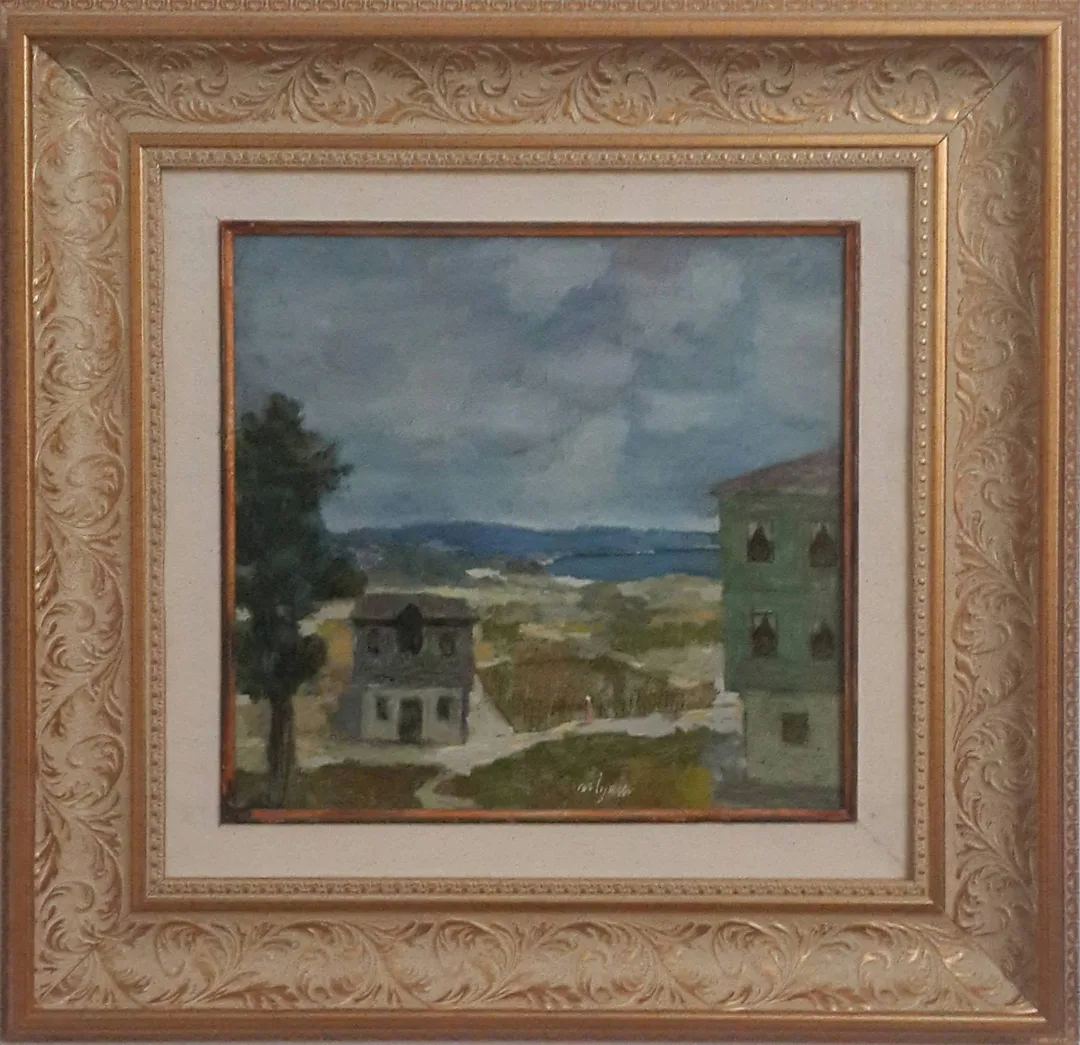 "İsimsiz" eseri NURİ İYEM tarafından 1990 yılında 35x35 cm ölçülerinde Tuval üzeri yağlı boya tekniği ile yapılmıştır.