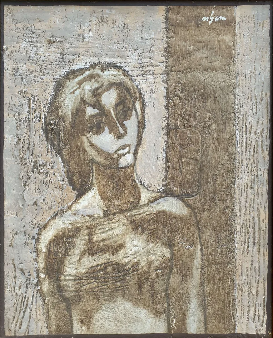 yakınlaştır "İsimsiz" eseri NURİ İYEM tarafından 1966 yılında 52x46 cm ölçülerinde Duralit üzeri yağlı boya tekniği ile yapılmıştır.