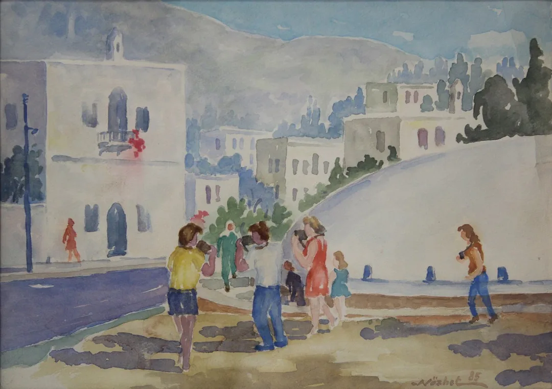 "Bodrumda Sarnıç" eseri NÜZHET İSLİMYELİ tarafından 25x35 cm ölçülerinde Kağıt üzeri sulu boya tekniği ile yapılmıştır.