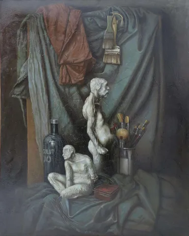 ÖMER EKEN — “Sanatın Natürmortu”, 2014 "Sanatın Natürmortu" eseri ÖMER EKEN tarafından 2014 yılında 100x80 cm ölçülerinde Tuval üzeri yağlı boya tekniği ile yapılmıştır.