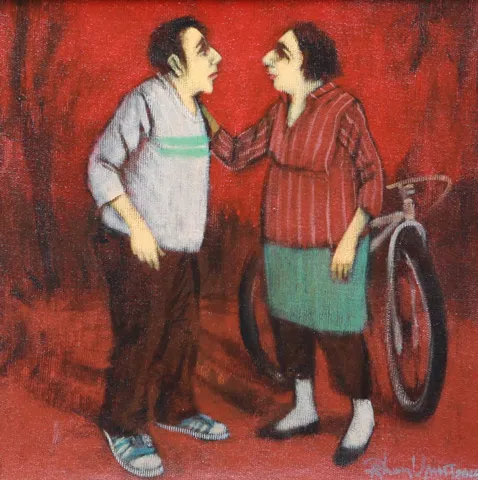 "İsimsiz" eseri ORHAN UMUT tarafından 2015 yılında 25x25 cm ölçülerinde Tuval üzeri akrilik boya tekniği ile yapılmıştır.
