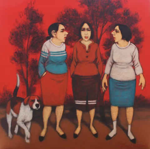 "İsimsiz" eseri ORHAN UMUT tarafından 2021 yılında 40x40 cm ölçülerinde Tuval üzeri akrilik boya tekniği ile yapılmıştır.