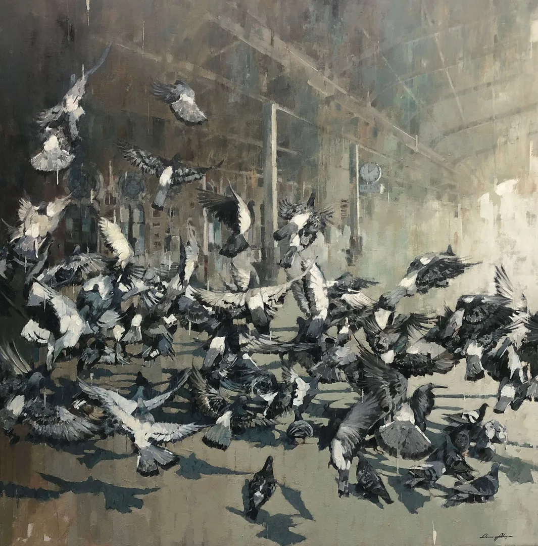 "İsimsiz" eseri OSMAN AKÇA tarafından 100x100 cm ölçülerinde Tuval üzeri yağlı boya tekniği ile yapılmıştır.
