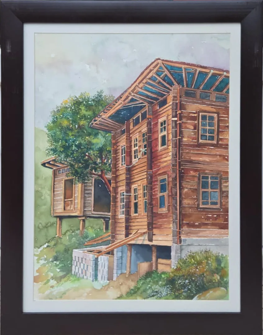 yakınlaştır "İsimsiz" eseri ÖZGÜR UĞUZ tarafından 2013 yılında 50x35 cm ölçülerinde Suluboya tekniği ile yapılmıştır.