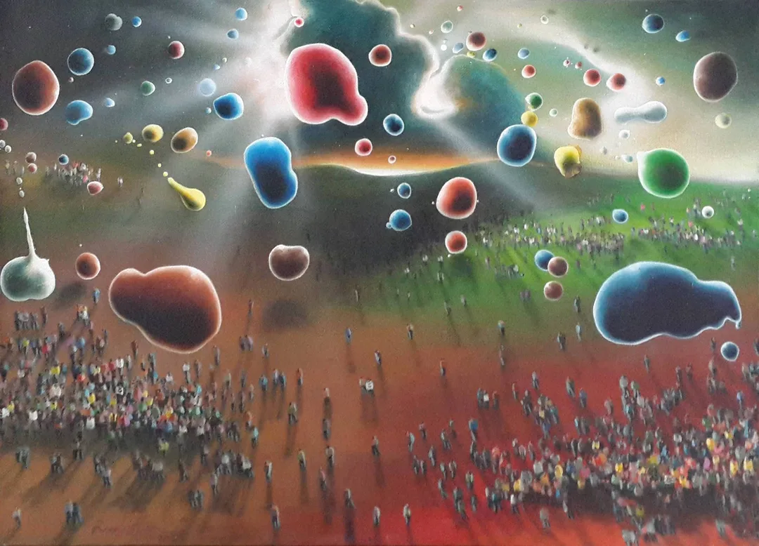 yakınlaştır "İsimsiz" eseri RAŞİT ALTUN tarafından 2014 yılında 34x47 cm ölçülerinde Tuval üzeri akrilik boya tekniği ile yapılmıştır.