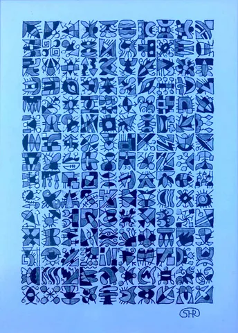 "Himoji" eseri REŞAT ŞENTÜRK tarafından 2017 yılında 15x10 cm ölçülerinde Kağıt üzeri karışık teknik tekniği ile yapılmıştır.
