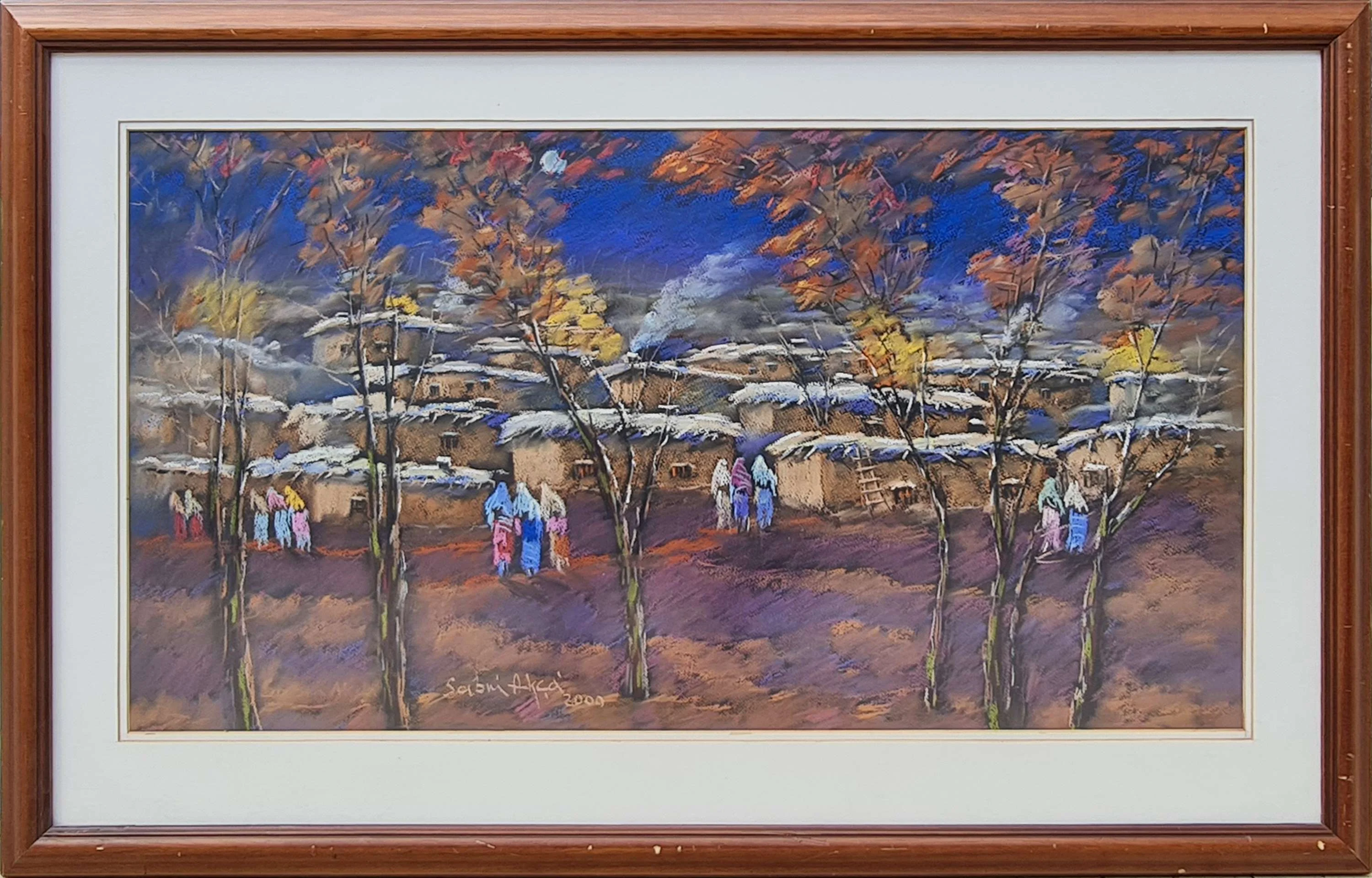 "İsimsiz" eseri SABRİ AKÇA tarafından 2000 yılında 47x87 cm ölçülerinde Kağıt Üzeri Kuru Pastel tekniği ile yapılmıştır.