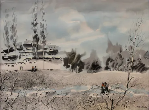 "İsimsiz" eseri SABRİ AKÇA tarafından 1989 yılında 34x46 cm ölçülerinde Kağıt üzeri sulu boya tekniği ile yapılmıştır.