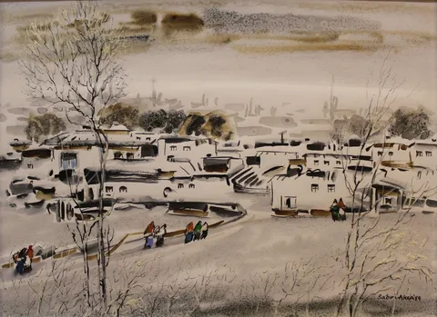 SABRİ AKÇA — “İsimsiz”, 1989 "İsimsiz" eseri SABRİ AKÇA tarafından 1989 yılında 34x46 cm ölçülerinde Kağıt üzeri sulu boya tekniği ile yapılmıştır.