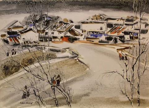 "İsimsiz" eseri SABRİ AKÇA tarafından 1989 yılında 34x46 cm ölçülerinde Kağıt üzeri sulu boya tekniği ile yapılmıştır.