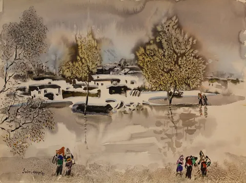SABRİ AKÇA — “İsimsiz”, 1991 "İsimsiz" eseri SABRİ AKÇA tarafından 1991 yılında 33x50 cm ölçülerinde Kağıt üzeri sulu boya tekniği ile yapılmıştır.