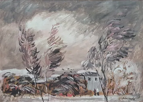 SABRİ AKÇA — “İsimsiz”, 1988 "İsimsiz" eseri SABRİ AKÇA tarafından 1988 yılında 35x47 cm ölçülerinde Tuval üzeri akrilik boya tekniği ile yapılmıştır.