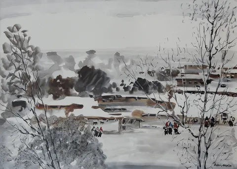 SABRİ AKÇA — “İsimsiz”, 1989 "İsimsiz" eseri SABRİ AKÇA tarafından 1989 yılında 33x46 cm ölçülerinde Kağıt üzeri sulu boya tekniği ile yapılmıştır.