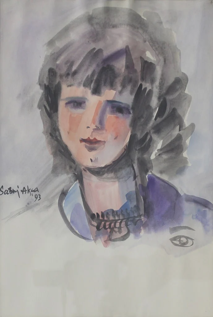 "Portre" eseri SABRİ AKÇA tarafından 1993 yılında 38x26 cm ölçülerinde Kağıt üzeri sulu boya tekniği ile yapılmıştır.