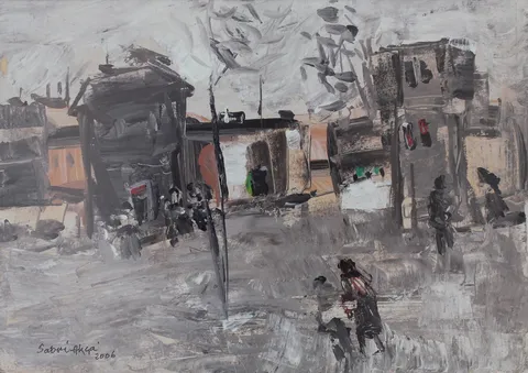 "İsimsiz" eseri SABRİ AKÇA tarafından 2006 yılında 34x48 cm ölçülerinde Kağıt üzeri akrilik boya tekniği ile yapılmıştır.