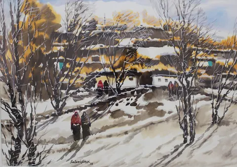 "İsimsiz" eseri SABRİ AKÇA tarafından 2009 yılında 47x67 cm ölçülerinde Kağıt üzeri sulu boya tekniği ile yapılmıştır.