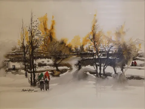 "İsimsiz" eseri SABRİ AKÇA tarafından 2003 yılında 48x63 cm ölçülerinde Kağıt üzeri sulu boya tekniği ile yapılmıştır.