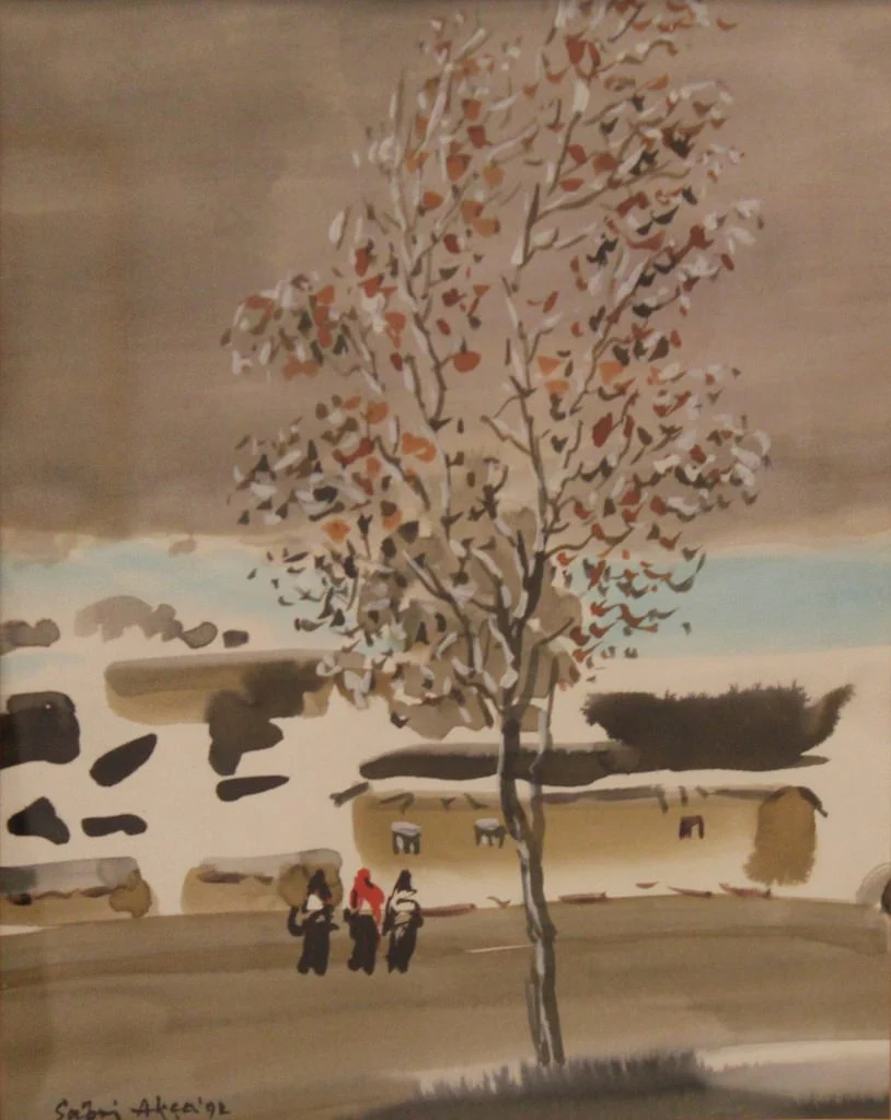 "İsimsiz" eseri SABRİ AKÇA tarafından 1992 yılında 30x22 cm ölçülerinde Kağıt üzeri sulu boya tekniği ile yapılmıştır.