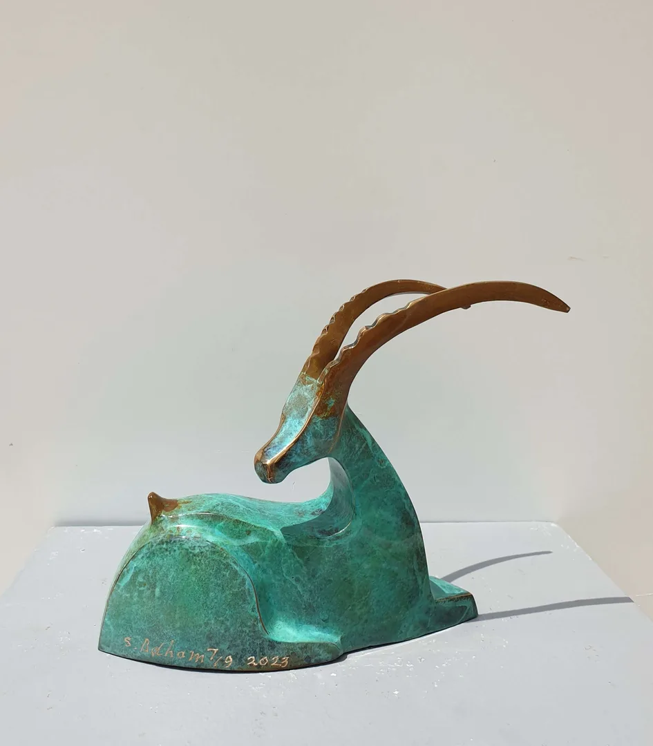 "Dağ Keçisi" eseri SADEGH ATHAM tarafından 2023 yılında 18x23x9 cm ölçülerinde Bronz Heykel tekniği ile yapılmıştır.