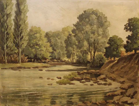 "İsimsiz" eseri SAİM KANRA tarafından 46x60 cm ölçülerinde Duralit üzeri yağlı boya tekniği ile yapılmıştır.