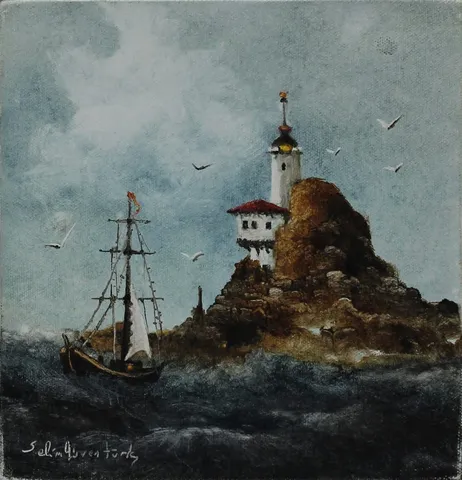 "İsimsiz" eseri SELİM GÜVENTÜRK tarafından 20x20 cm ölçülerinde Tuval üzeri yağlı boya tekniği ile yapılmıştır.