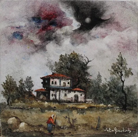 "İsimsiz" eseri SELİM GÜVENTÜRK tarafından 20x20 cm ölçülerinde Tuval üzeri yağlı boya tekniği ile yapılmıştır.