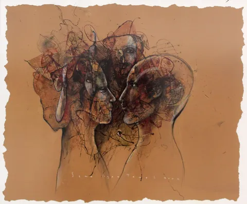 SEMA ILGAZ TEMEL — “Buluşma”, 2004 "Buluşma" eseri SEMA ILGAZ TEMEL tarafından 2004 yılında 48x58 cm ölçülerinde Karışık teknik tekniği ile yapılmıştır.