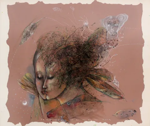 SEMA ILGAZ TEMEL — “Ay Işığı Gün Işığı”, 2004 "Ay Işığı Gün Işığı" eseri SEMA ILGAZ TEMEL tarafından 2004 yılında 48x58 cm ölçülerinde Karışık teknik tekniği ile yapılmıştır.